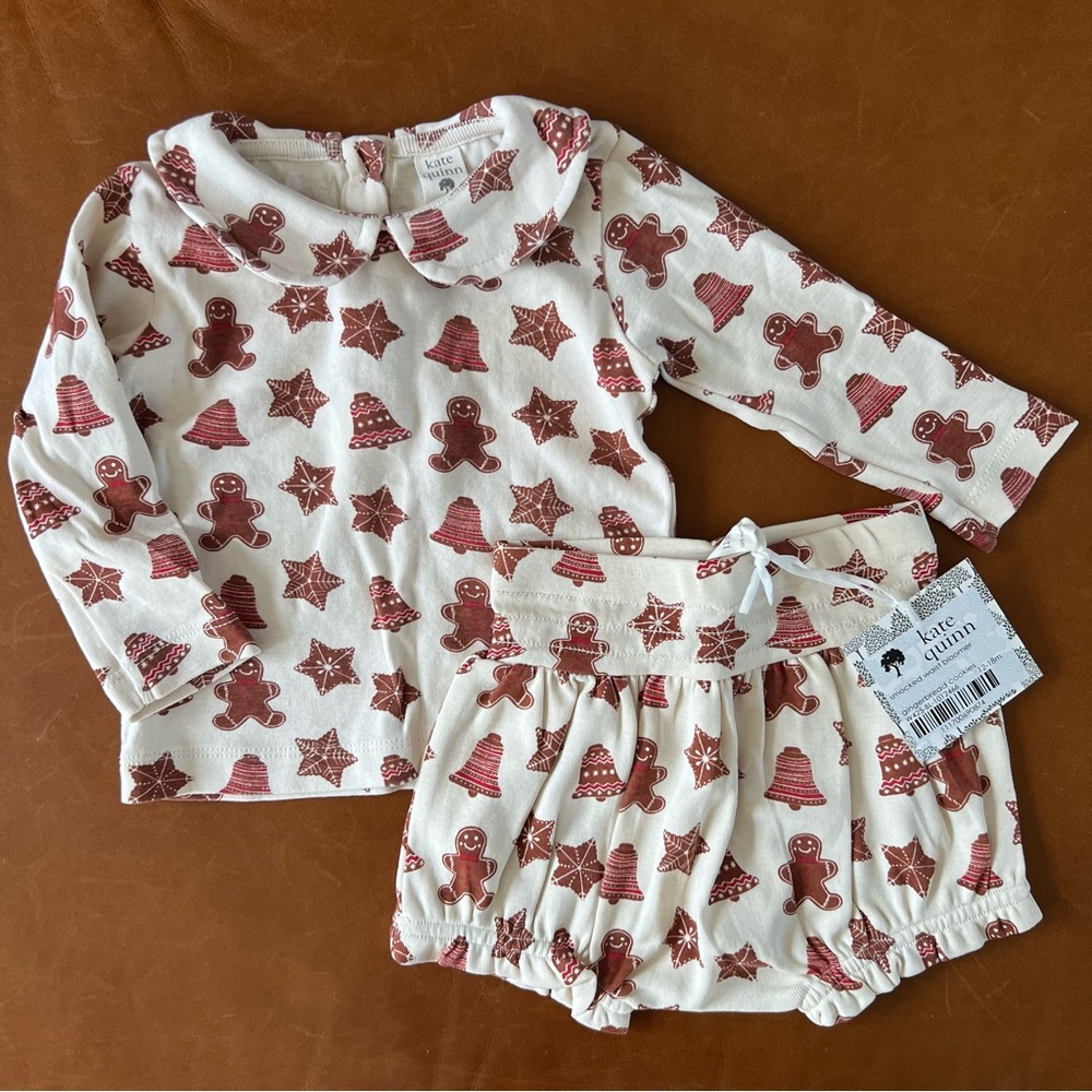 KATE QUINN Gingerbread Cookies Organic Cotton Coordinated Set, 12-18mo - Picture 11 of 11